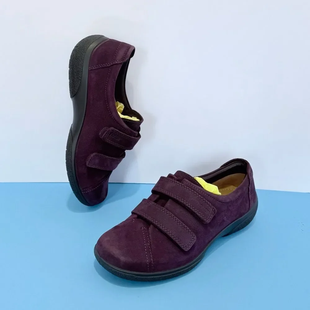 HOTTER Double Adjustable Strap Shoes – Purple & Leather, Size 6